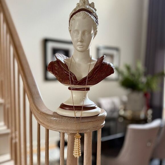 Deidre Hall Long Necklace with Pearl Cluster Tassel Pendant - Picture 1 of 10